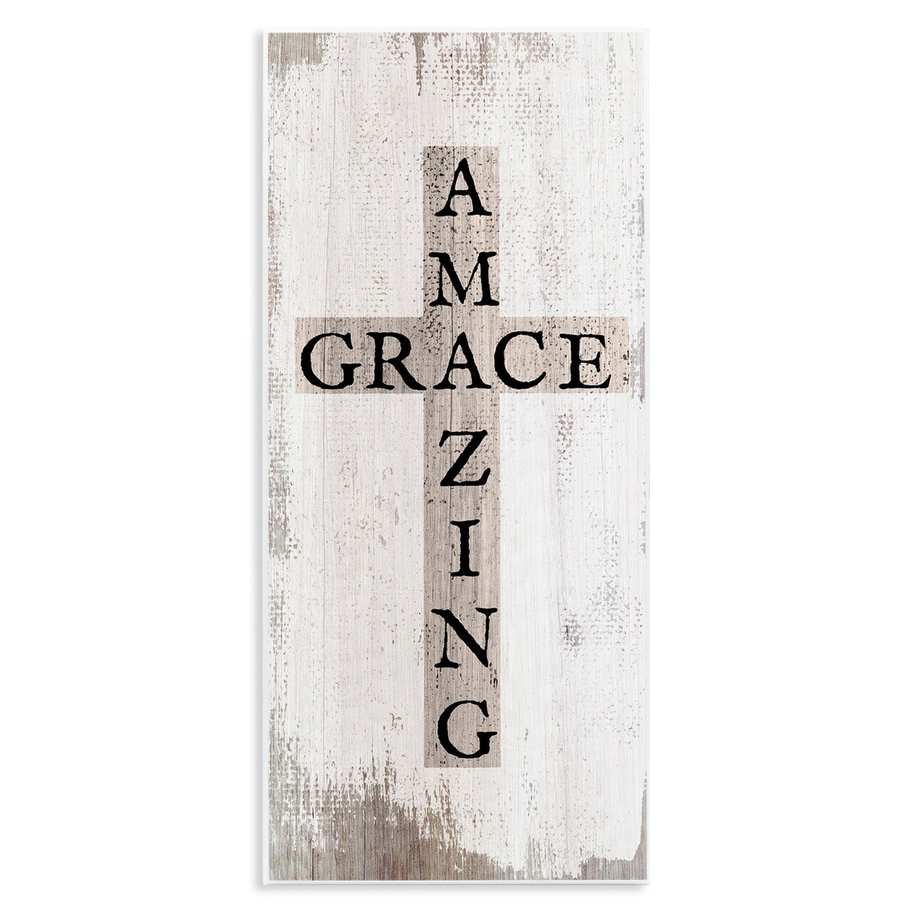 Stupell Industries Amazing Grace Rustic Cross Wall Plaque Art